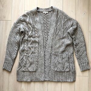 Madewell Wool Alpaca Blend Cable Knit Textured Open Front Cardigan Size S